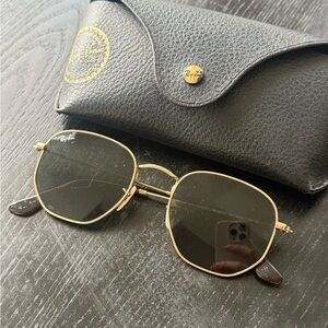 Ray-Ban Gold Frame Sunglasses with Black Case